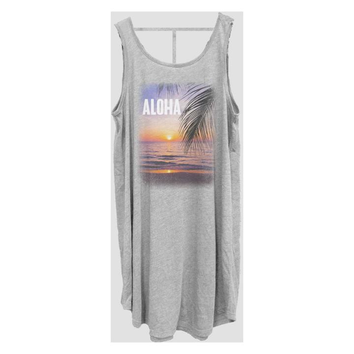 Women's Aloha Photo Graphic Swim Cover Up - Awake Heather Gray