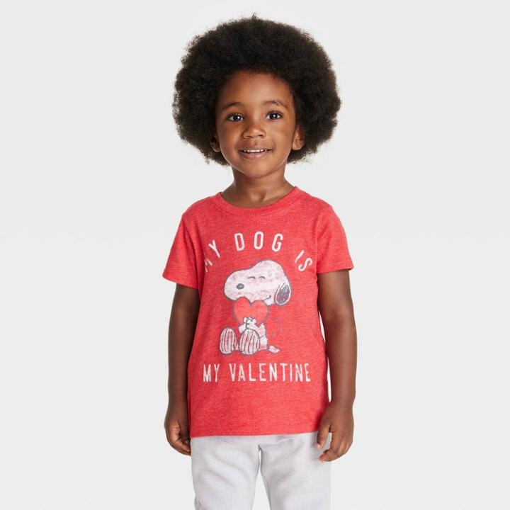 Toddler Boys' Peanuts Snoopy My Dog Printed T-shirt - Red