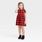Toddler Girls' Short Sleeve Buffalo Check Dress - Cat & Jack Red