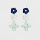 Three Flowers Earrings - A New Day Blue/silver