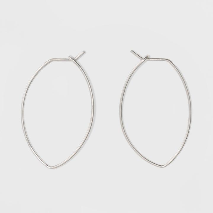 Target Silver Plated Open Wire Oval Shape Hoop Earrings - A New Day