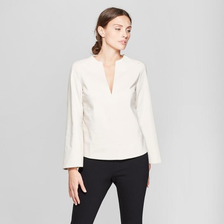 Women's Long Sleeve V-neck Blouse - Prologue Cream (ivory)