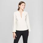 Women's Long Sleeve V-neck Blouse - Prologue Cream (ivory)