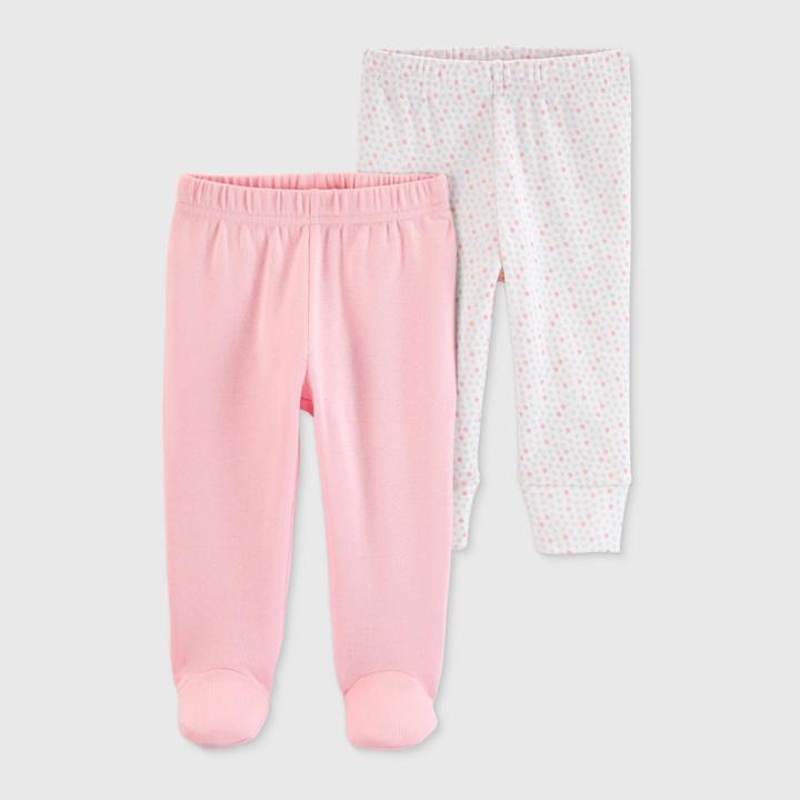 Baby Girls' 2pk Leggings - Just One You Made By Carter's Pink/white Preemie, Girl's