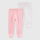 Baby Girls' 2pk Leggings - Just One You Made By Carter's Pink/white Preemie, Girl's