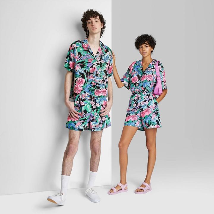 Chino Bermuda Shorts - Wild Fable Black Tropical Print
