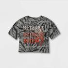 Girls' Beetlejuice Tie-dye Short Sleeve Cropped Graphic T-shirt - Black