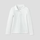 Girls' Adaptive Long Sleeve Polo Shirt - Cat & Jack White