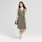 Women's Knit Wrap Dress - A New Day Olive