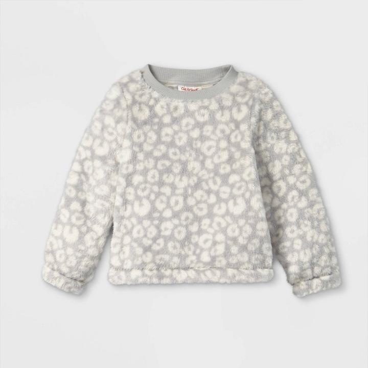 Toddler Girls' Sherpa Pullover Sweatshirt - Cat & Jack Gray
