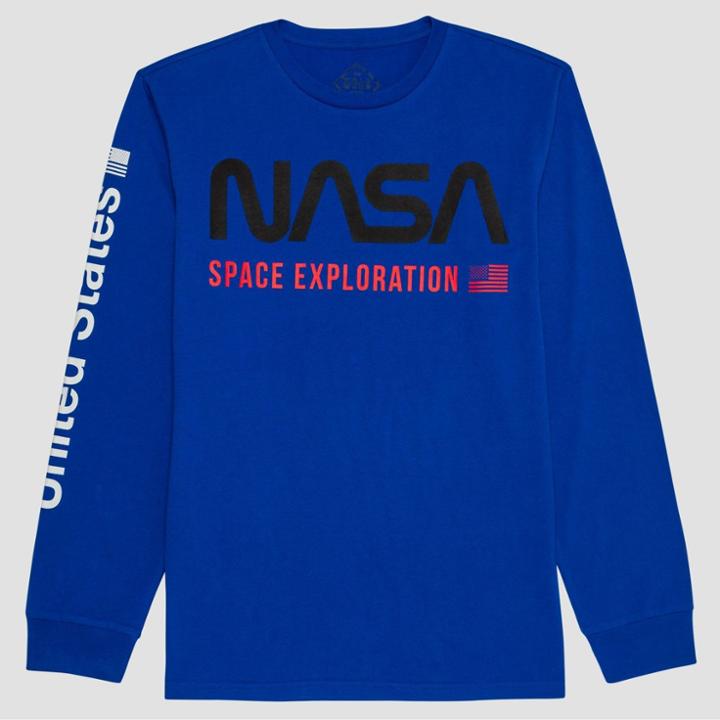 Well Worn Men's Nasa Long Sleeve Graphic T-shirt - Blue
