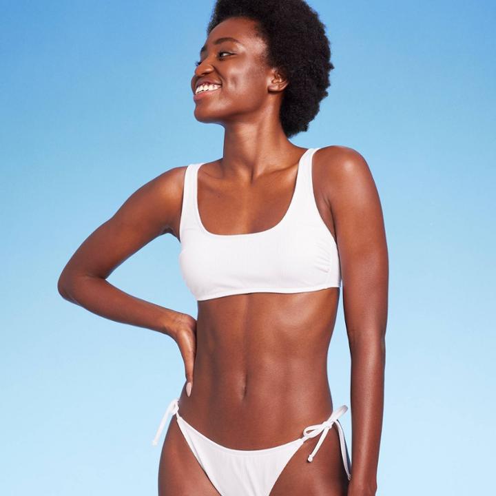 Women's Ribbed Bralette Bikini Top - Wild Fable White Xxs