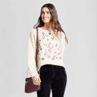 Cliche Women's Embroidered Floral Pullover Sweater - Clich Cream