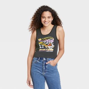 Women's Hot Wheels Cropped Graphic Tank Top - Black