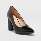 Women's Nakia Faux Leather Closed Toe Cylinder Heeled Pumps - A New Day Black