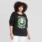 Women's Elf! Plus Size Omg Santa! Holiday Light Up Graphic Sweatshirt - Black