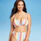 Women's Ring Front Triangle Bikini Top - Xhilaration Multi Stripe S, Women's, Size: Small,