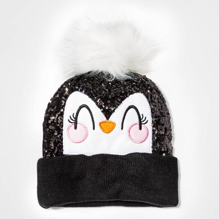 Meowgical Girls' Penguin Beanie - Black