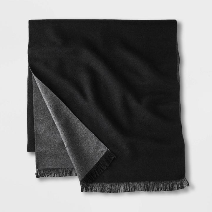 Men's Two-tone Reversible Woven Scarves - Goodfellow & Co Black