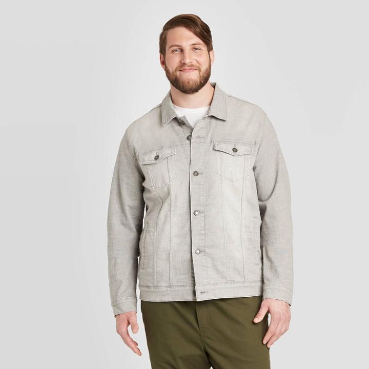 Men's Tall Lightweight Denim Trucker Jacket - Goodfellow & Co Gray