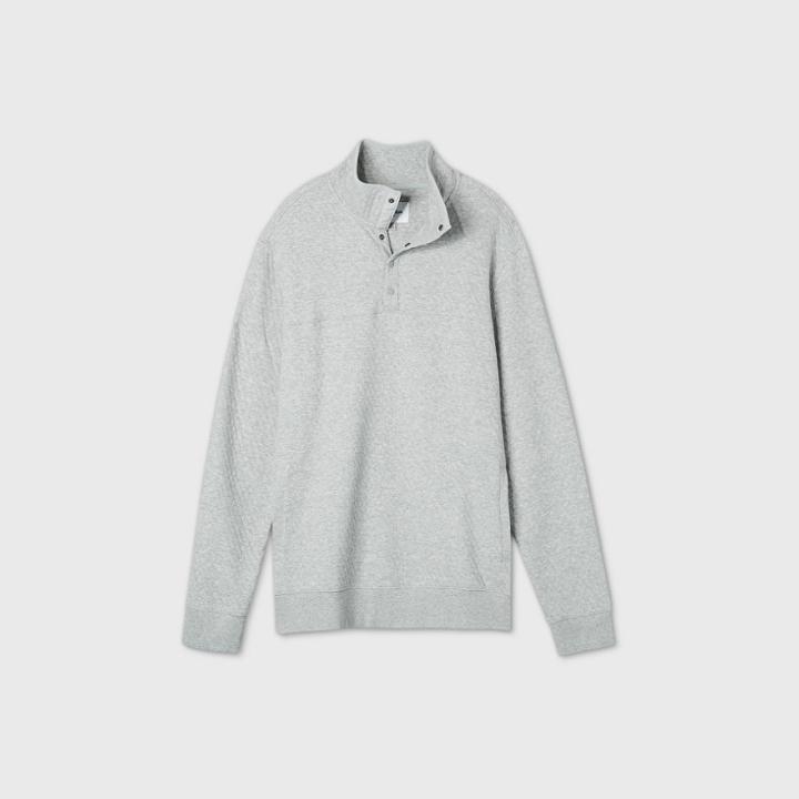 Men's Tall Standard Fit 1/4 Snap Fleece Sweatshirt - Goodfellow & Co Gray