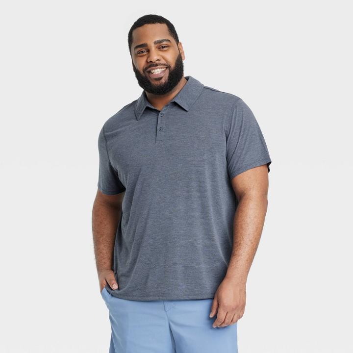 Men's Big & Tall Micro Striped Polo Shirt - All In Motion Navy