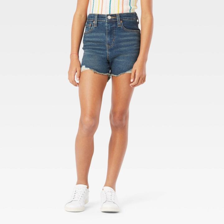 Denizen From Levi's Girls' High-rise Jean Shorts - Dark Blue Denim