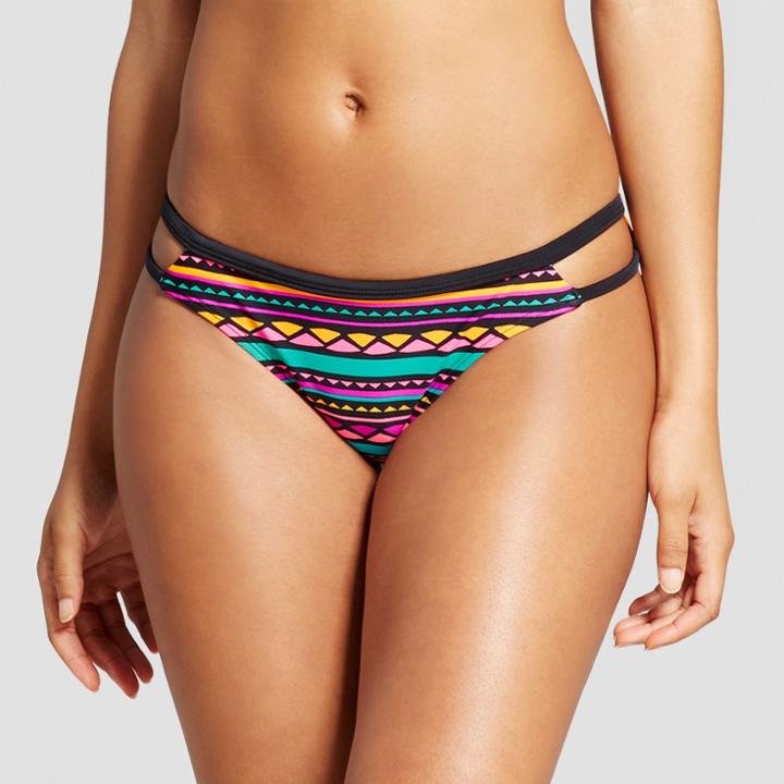 Women's Cheeky Bikini Bottom - Xhilaration Black Tribal
