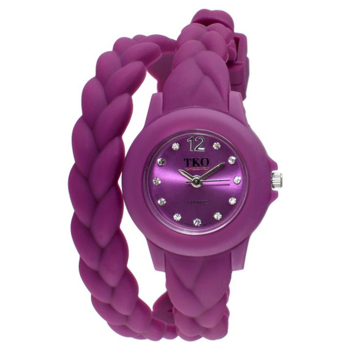 Tko Orlogi Women's Tko Braided Rubber Double Wrap Watch - Purple
