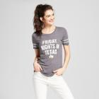 Women's Short Sleeve Friday Texas Nights Foil Drapey Graphic T-shirt - Awake Charcoal