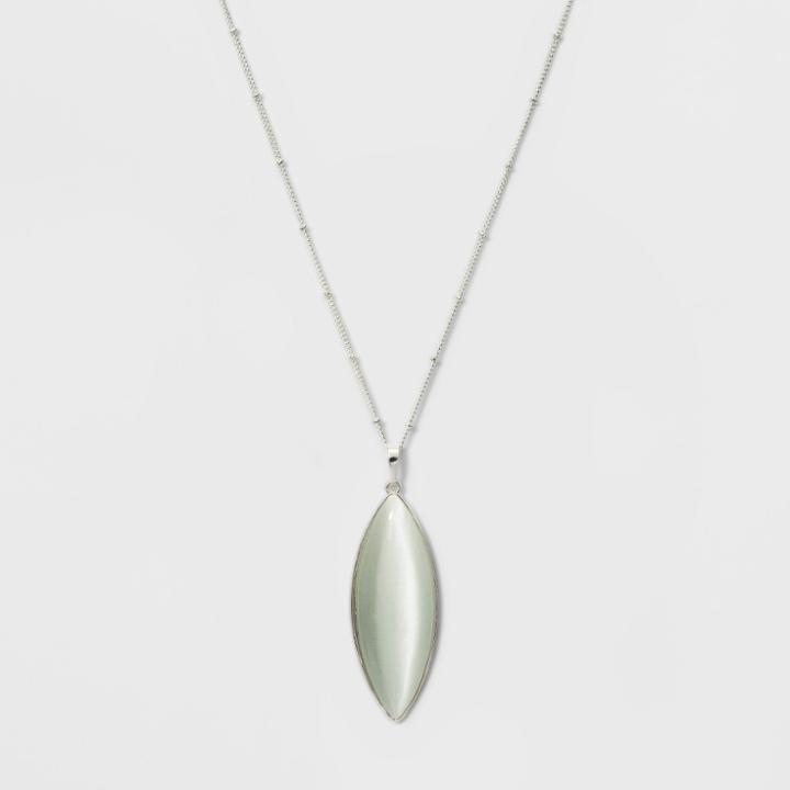 Cateye Long Necklace - A New Day White/silver