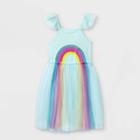 Girls' Rainbow Short Sleeve Tulle Dress - Cat & Jack Aqua