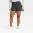 Women's Plus Size High-rise Vintage Midi Jean Shorts - Universal Thread Black