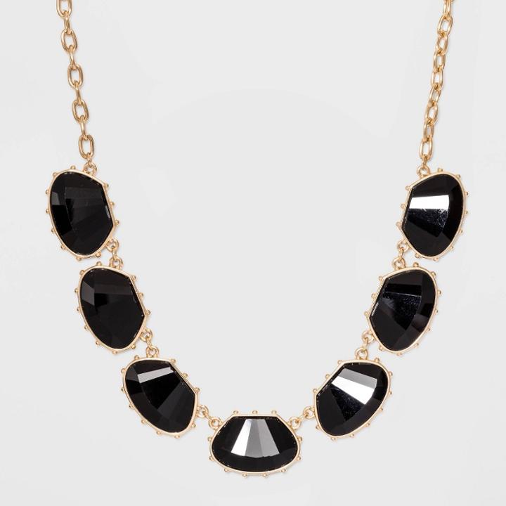Black Glass Beaded Short Collar And Statement Necklace - A New Day Black
