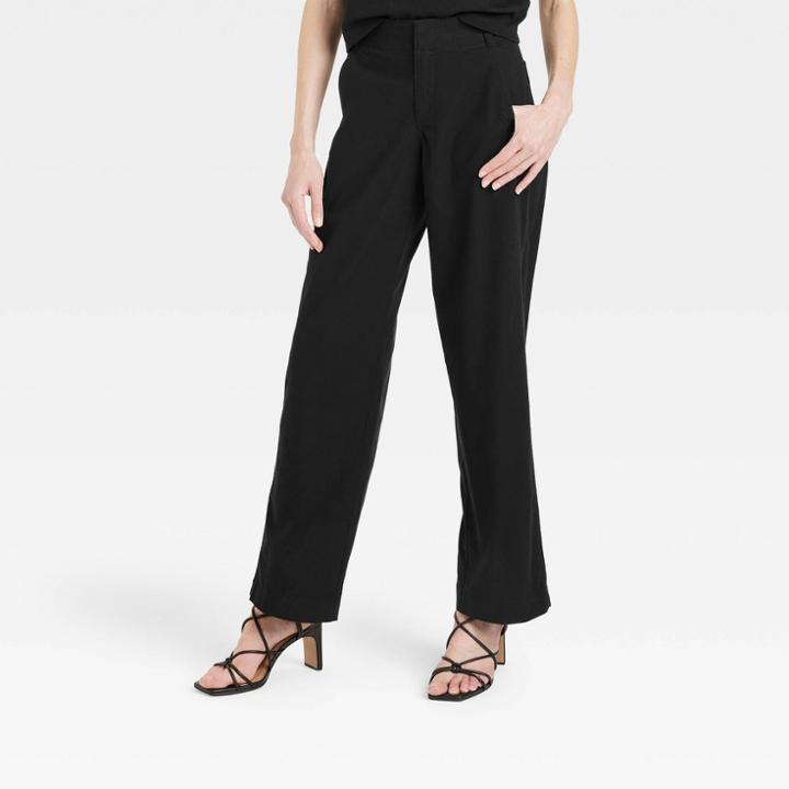 Women's Mid-rise Relaxed Straight Leg Chino Pants - A New Day Black