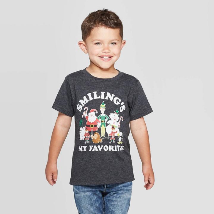 Petitetoddler Girls' Elf Short Sleeve T-shirt - Charcoal 12m, Boy's, Black