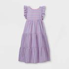 Girls' Tiered Striped Woven Maxi Short Sleeve Dress - Cat & Jack Blue/peach