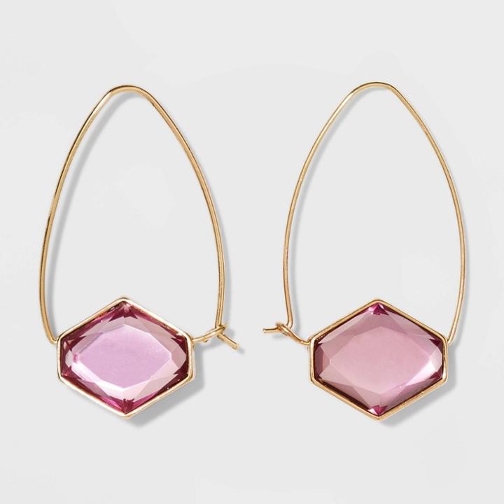 Wire Frame Hexagon Hoop Earrings - A New Day Purple, Women's,