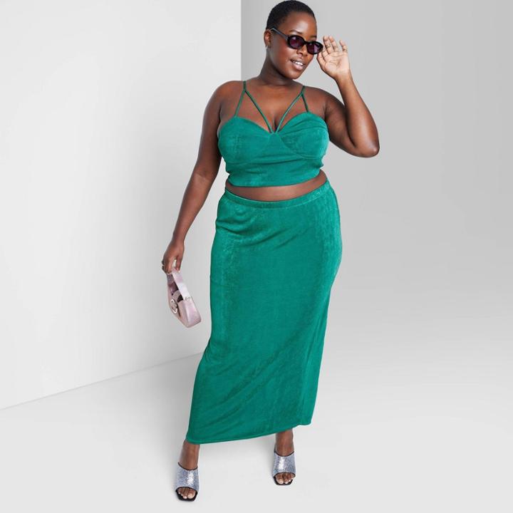 Women's Plus Size Corset Tiny Top - Wild Fable Dark Teal Green