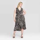 Women's Plus Size Leopard Print Sleeveless Midi Dress - Who What Wear Black 1x, Women's,