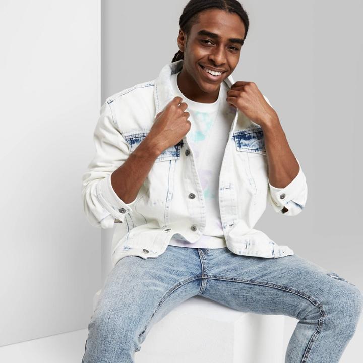 Men's Standard Fit Denim Jacket - Original Use Acid Blue