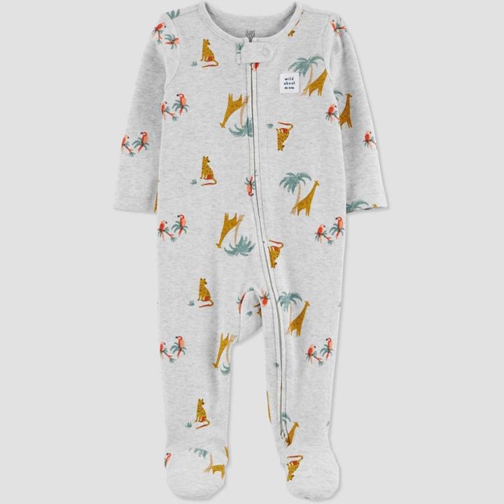 Baby Safari Footed Pajama - Just One You Made By Carter's Heather Gray Newborn