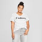 Women's Plus Size Short Sleeve J'adore Striped Graphic T-shirt - Grayson Threads (juniors') Black/white