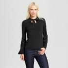Women's Tie Neck Blouse - R+j Couture Black