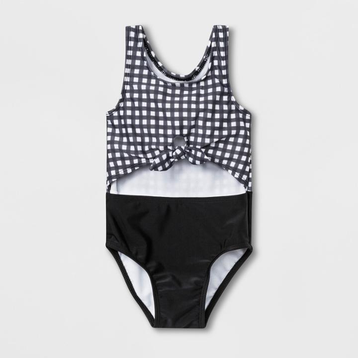 Toddler Girls' Tie Front One Piece Swimsuit - Cat & Jack Black