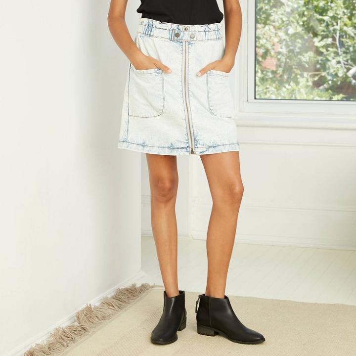 Women's High-rise Paperbag Denim Skirt - Universal Thread