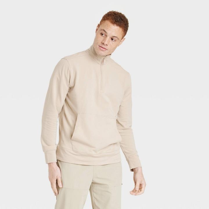 Men's Cozy 1/4 Zip Athletic Top - All In Motion Khaki