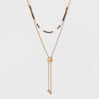 Two Row With Bolo Tie And Beads Layered Necklace - Universal Thread Pink