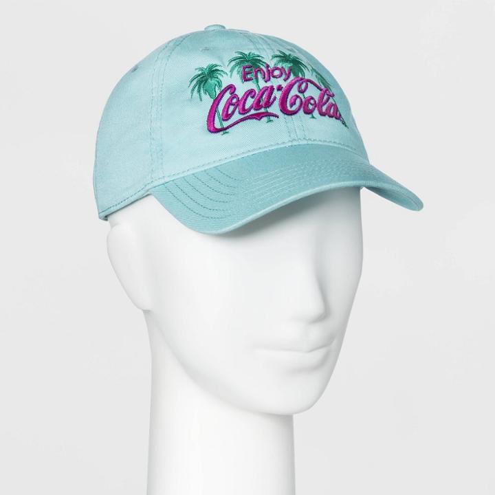 Women's Coca-cola Palm Tree Baseball Hat - Aqua (blue)