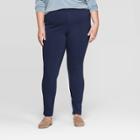 Women's Plus Size 5 Pocket Ponte Pants - Ava & Viv Navy